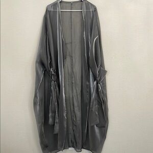 Silky Gray Sheer Kimono Abaya